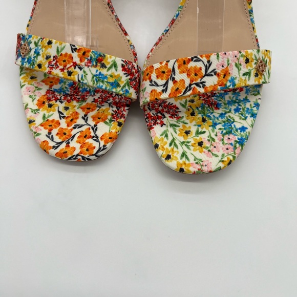 Nanette Lepore Clarissa Orange/Blue Floral Block Heels Sandals Size 9 - Picture 10 of 16